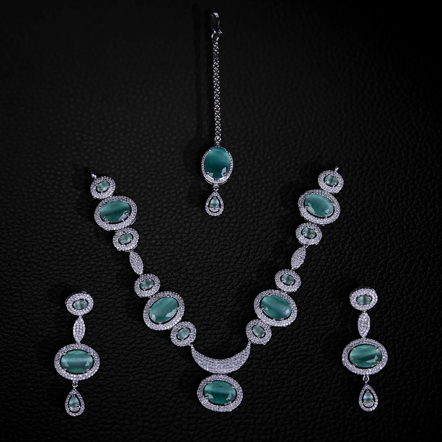 Silver Plated American Diamond Jewelry Set