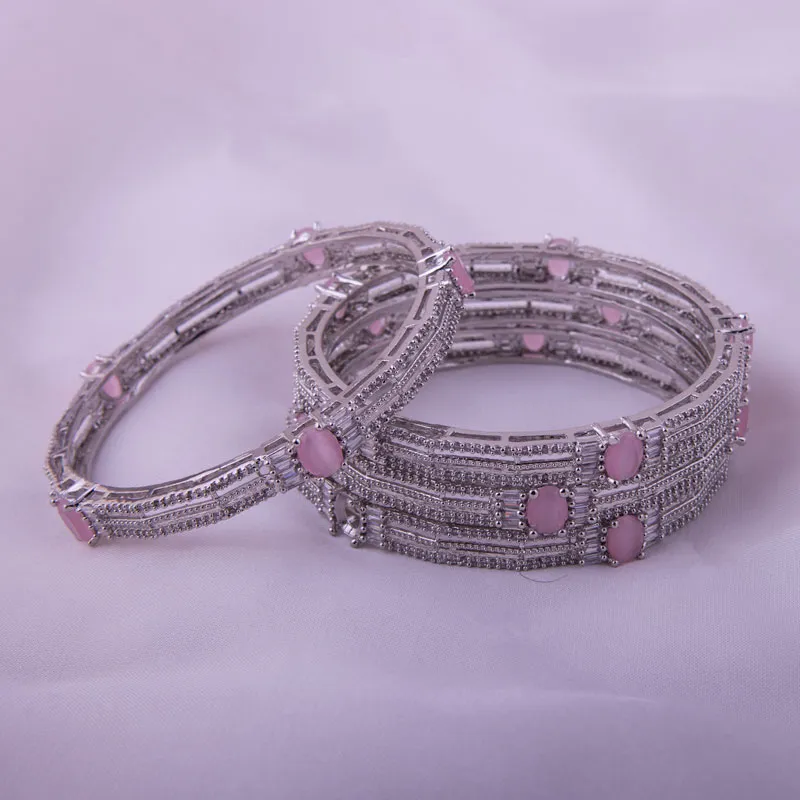 Mint Pink American Diamond Bangles 995