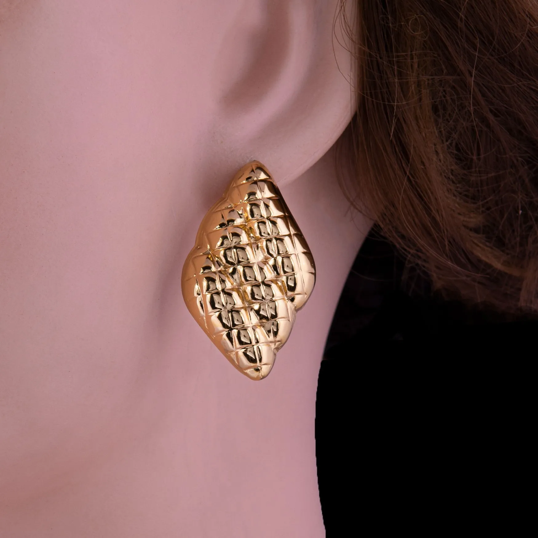 Quilted Gold Statement Earrings