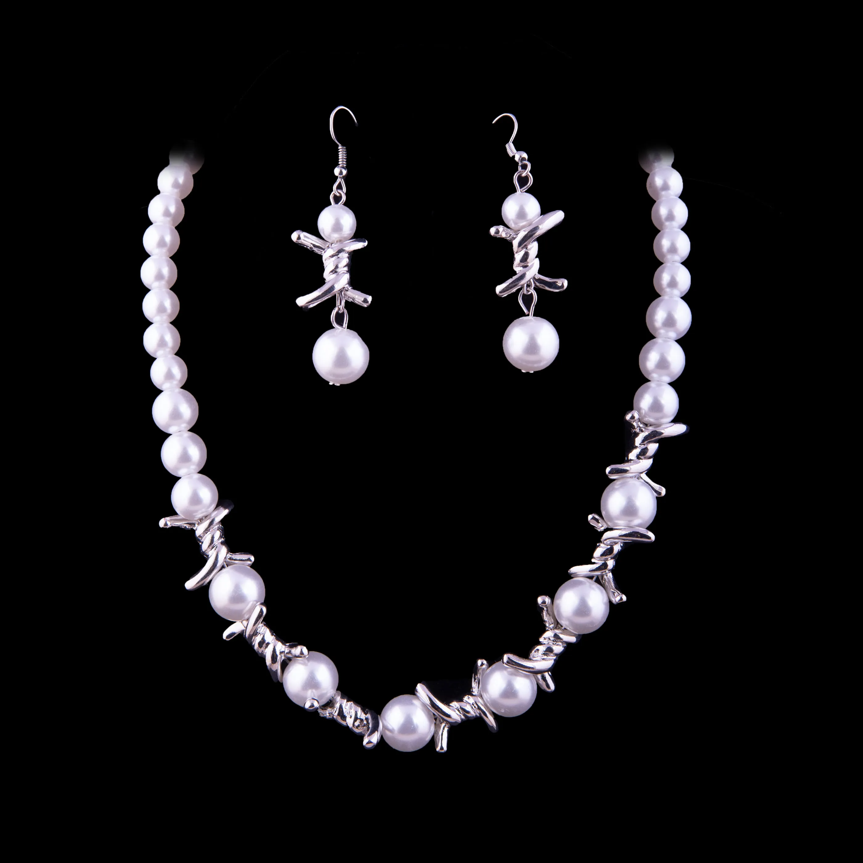 Wedding Imitation Pearl Jewelry Set With Bracelet