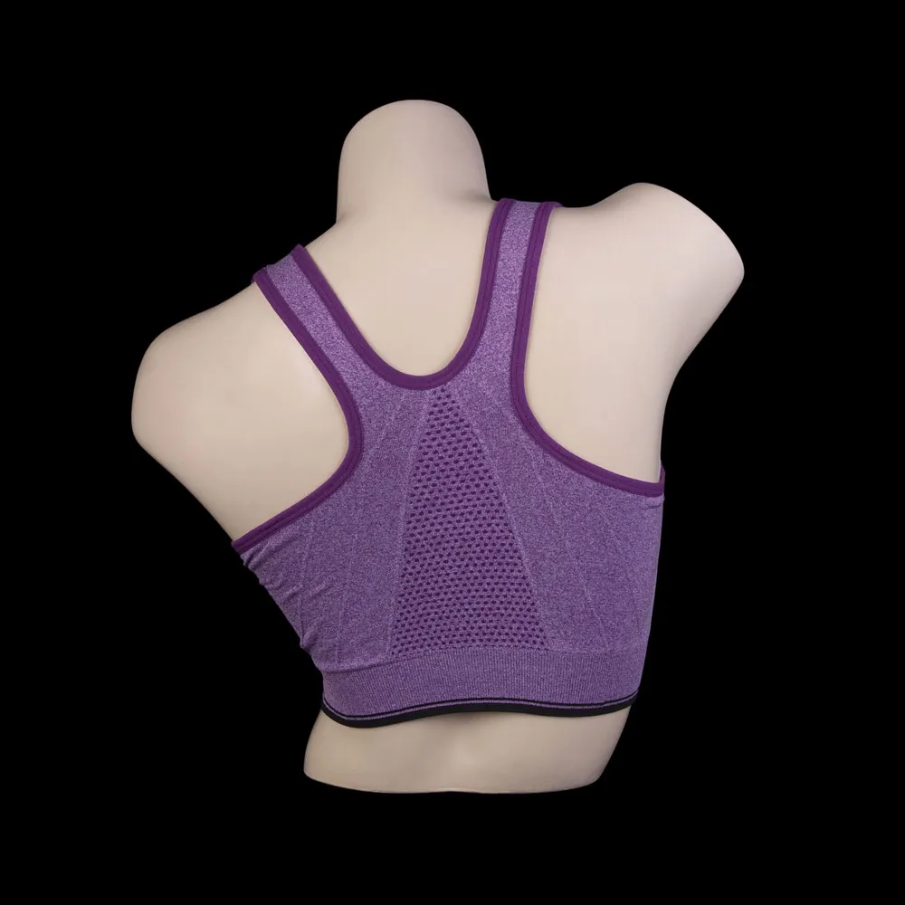 Purple Color Front Zip Sports Bra