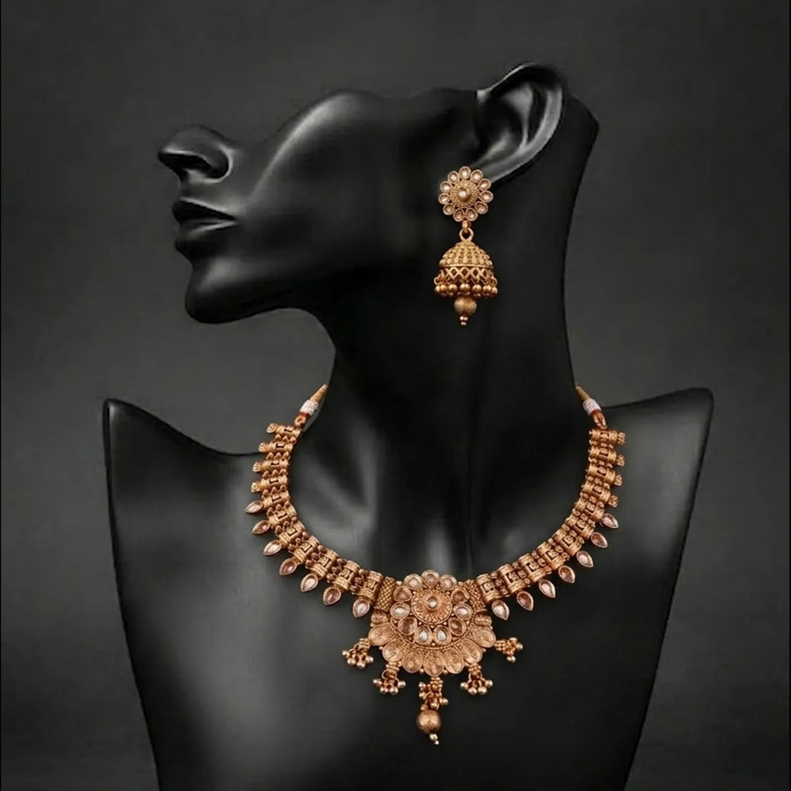 Floral Motif Antique Necklace Set