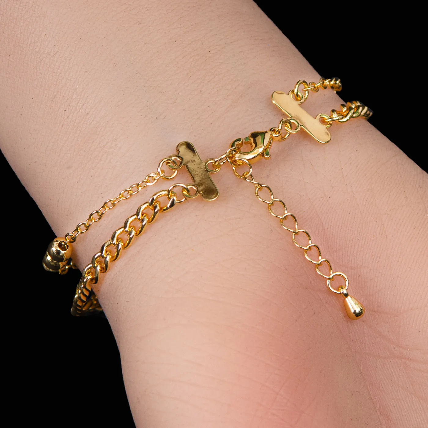 Dual Chain Beaded Bracelet