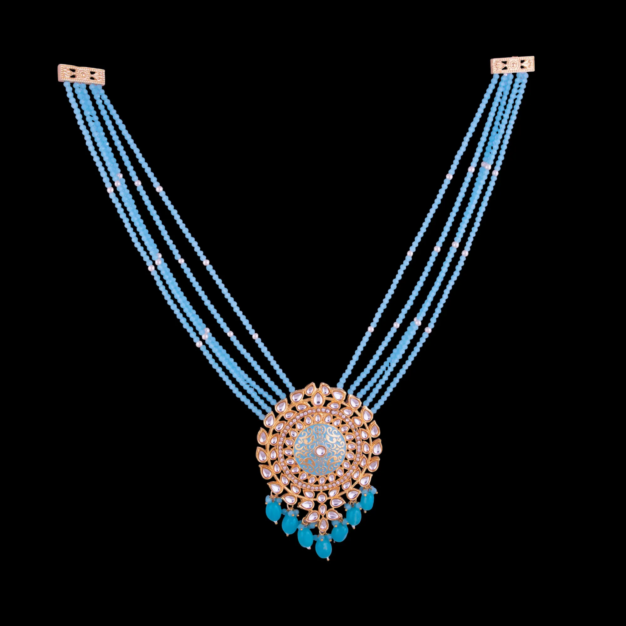 Kundan Meenakari Beaded Mala Set