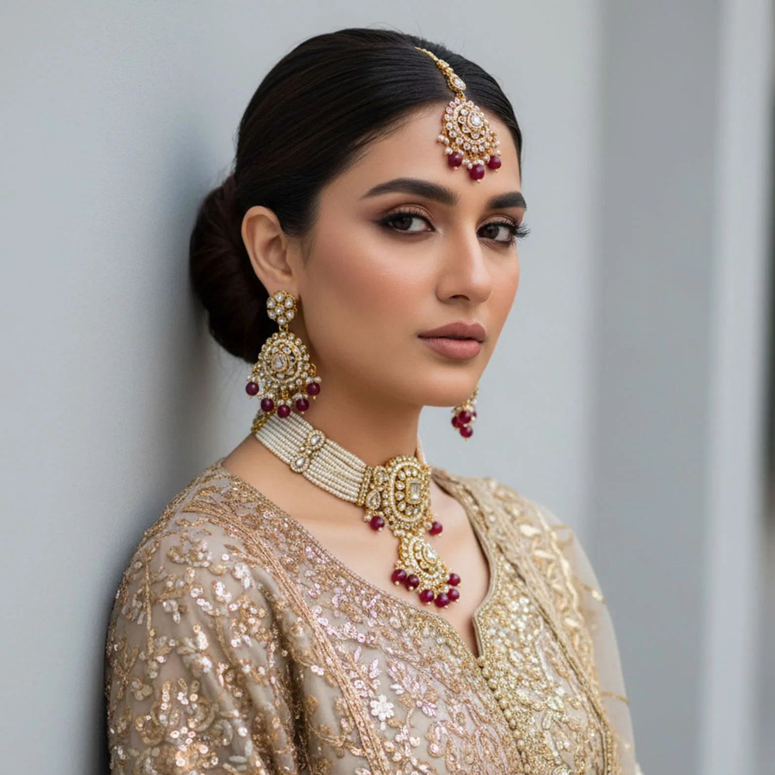 Kundan Pearl Bridal Choker Set