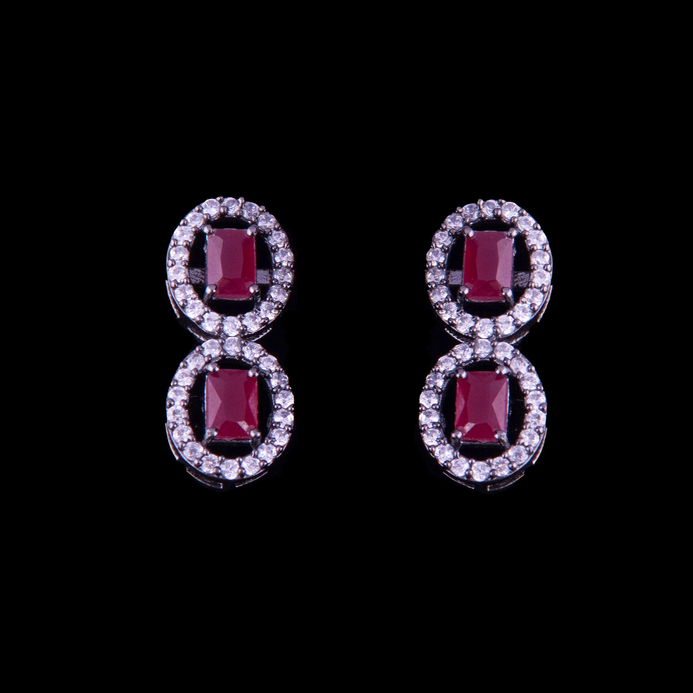 Diamond Ruby Necklace And Earrings Set