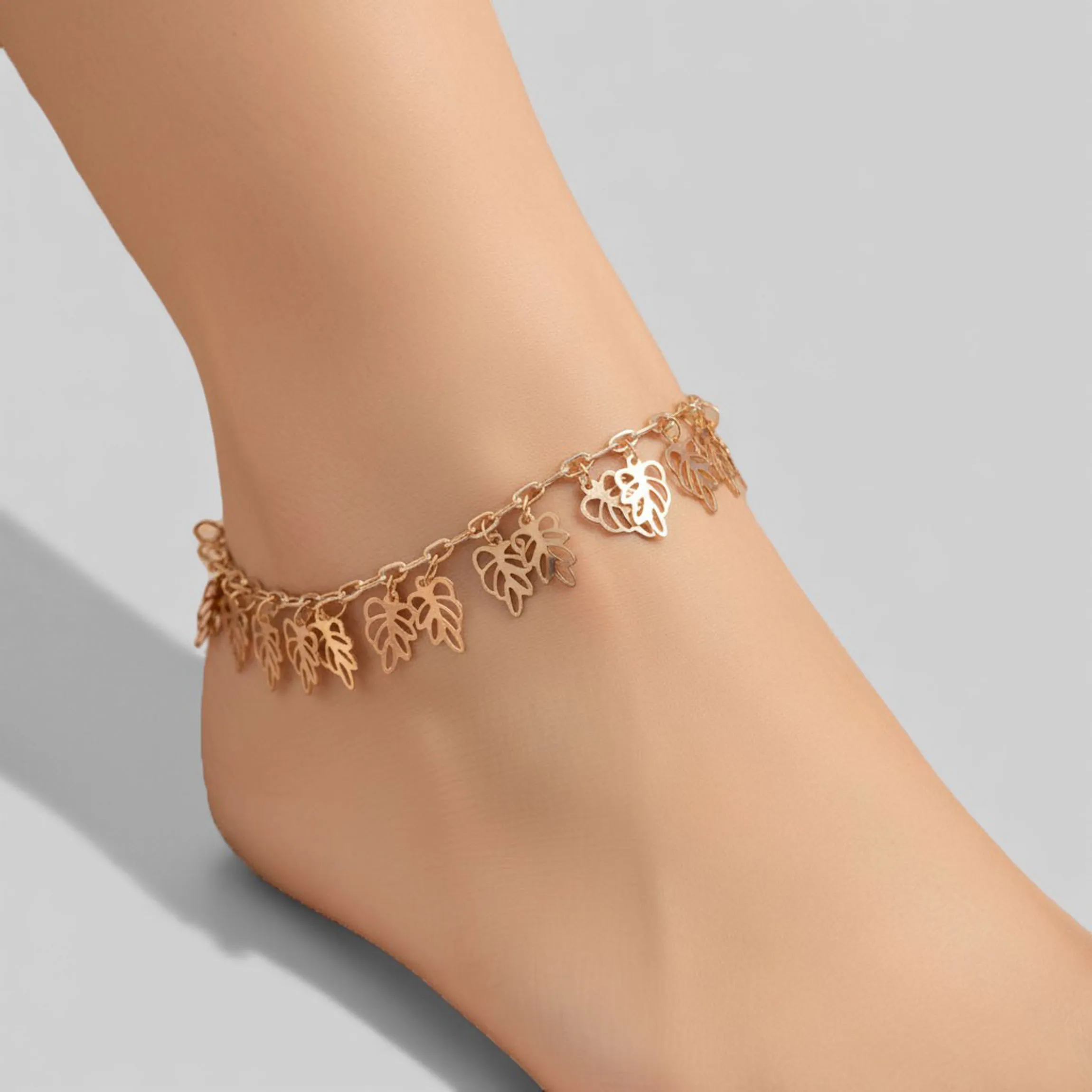 Leaf Shape Golden  Anklet