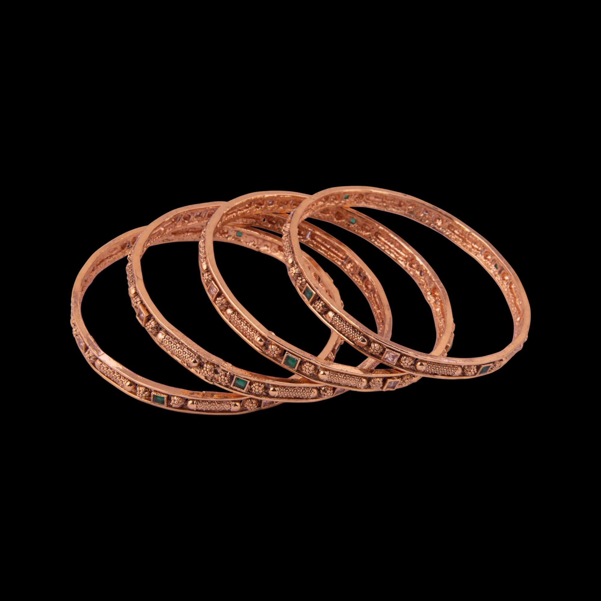 Traditional Gold Plated Emerald Bangles