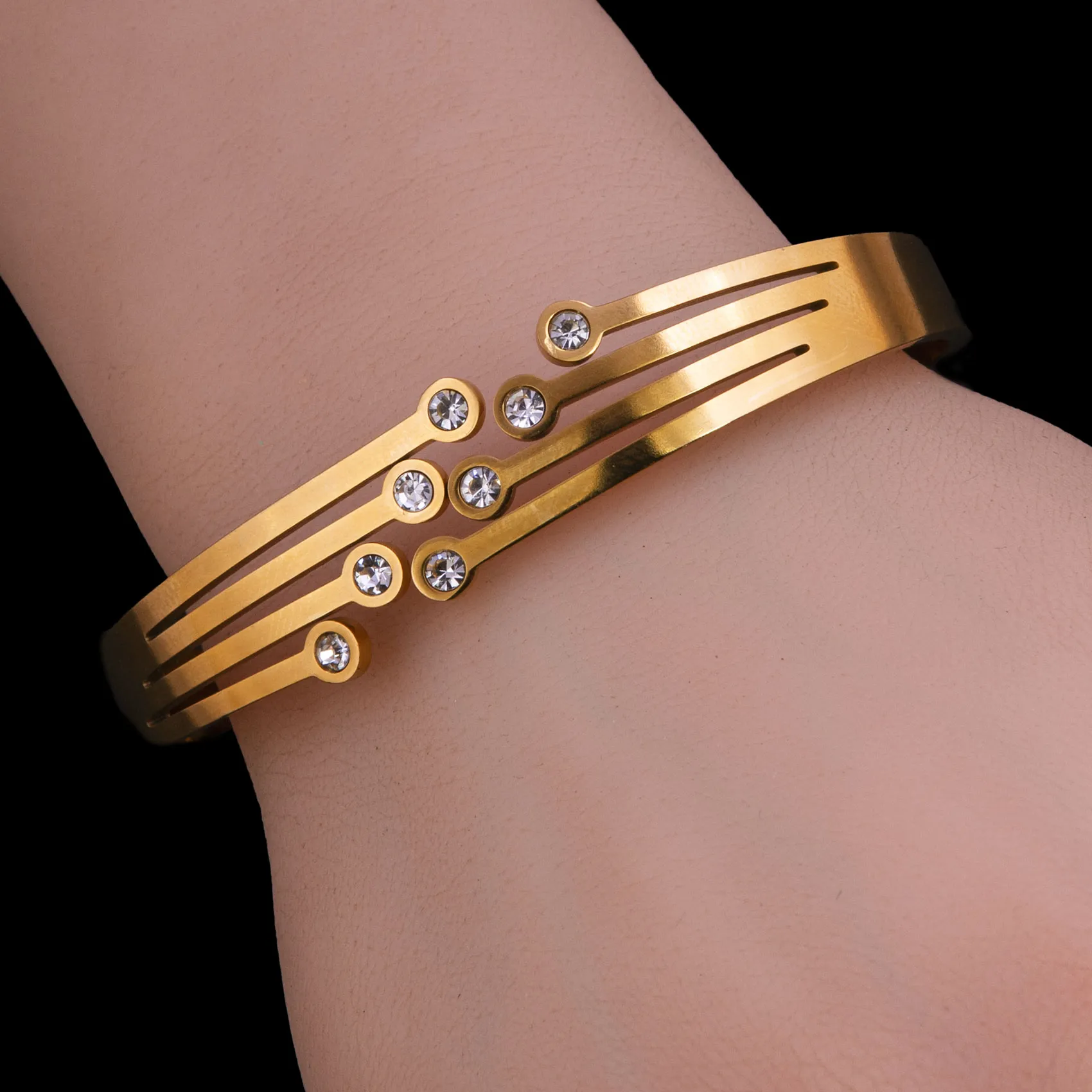 Gold Plated Layered Cuff Bracelet