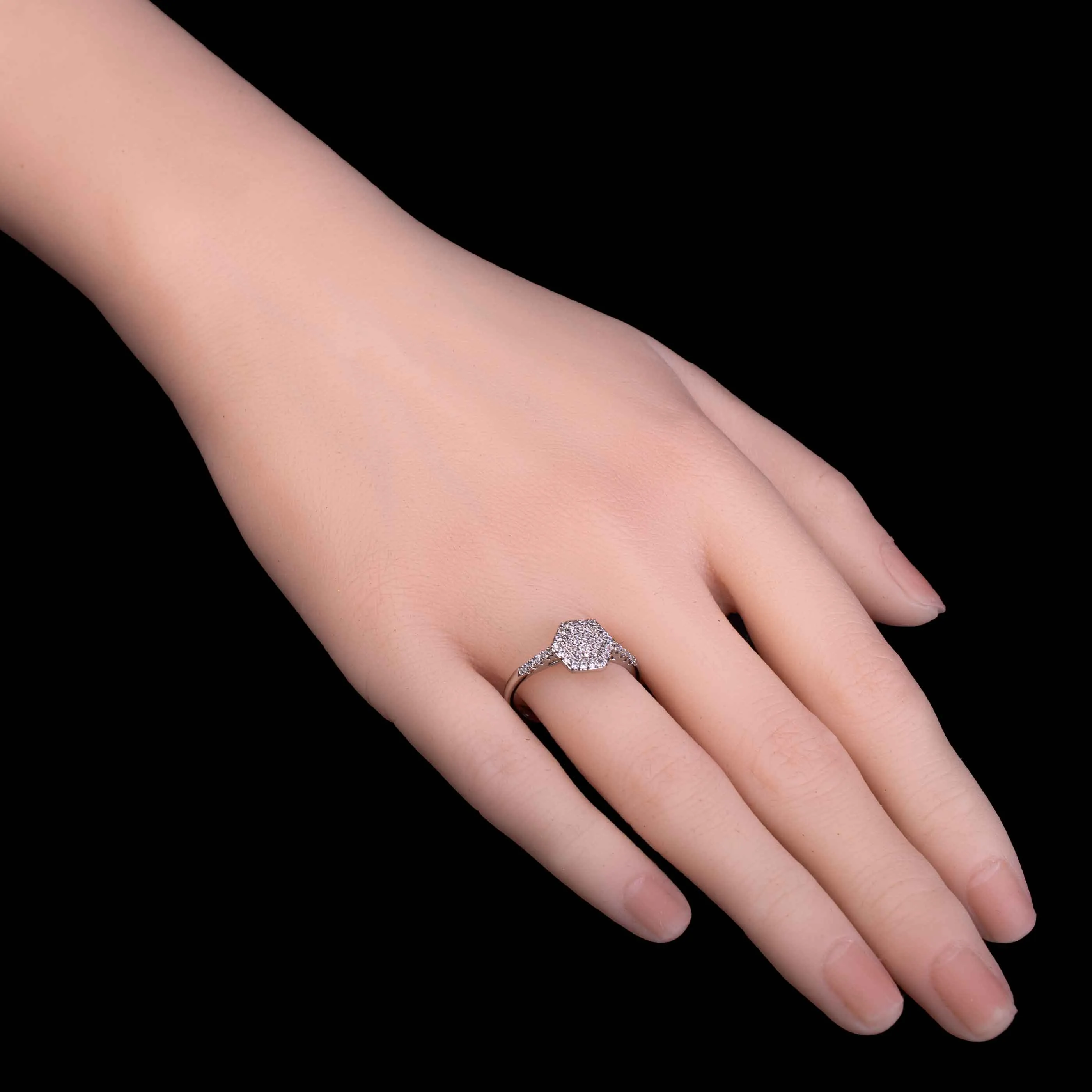 Hexagon Cluster Diamond Ring