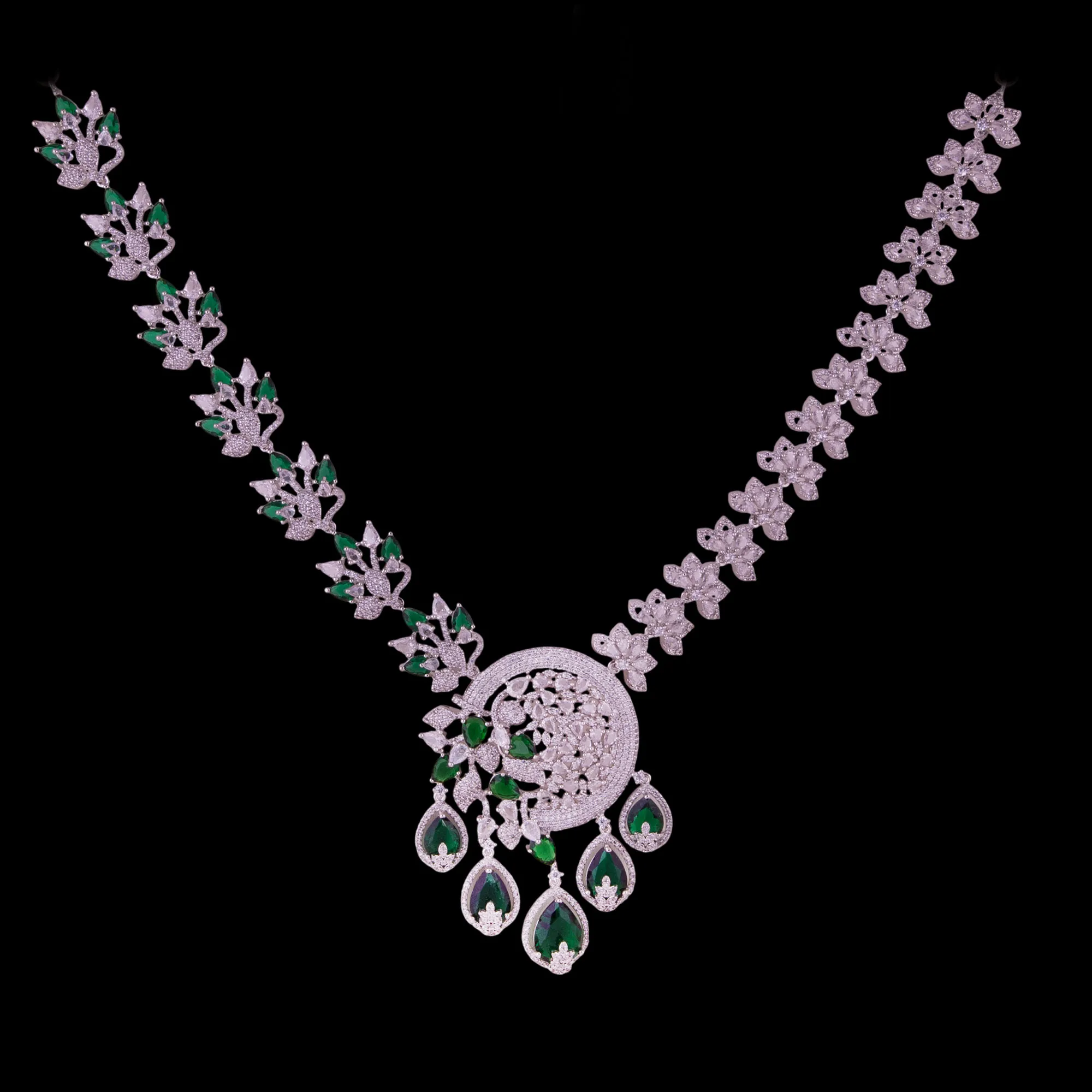 Green Stone Zirconia Emerald Necklace set