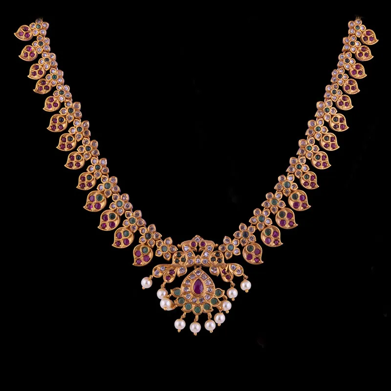Kundan Mango Mala Necklace Set