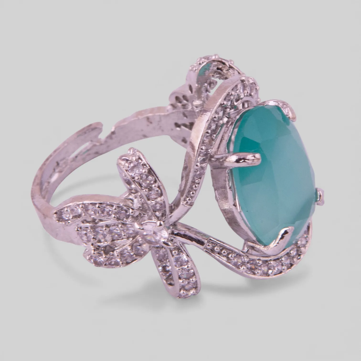 Oval-cut Jade Stone Adjustable Ring