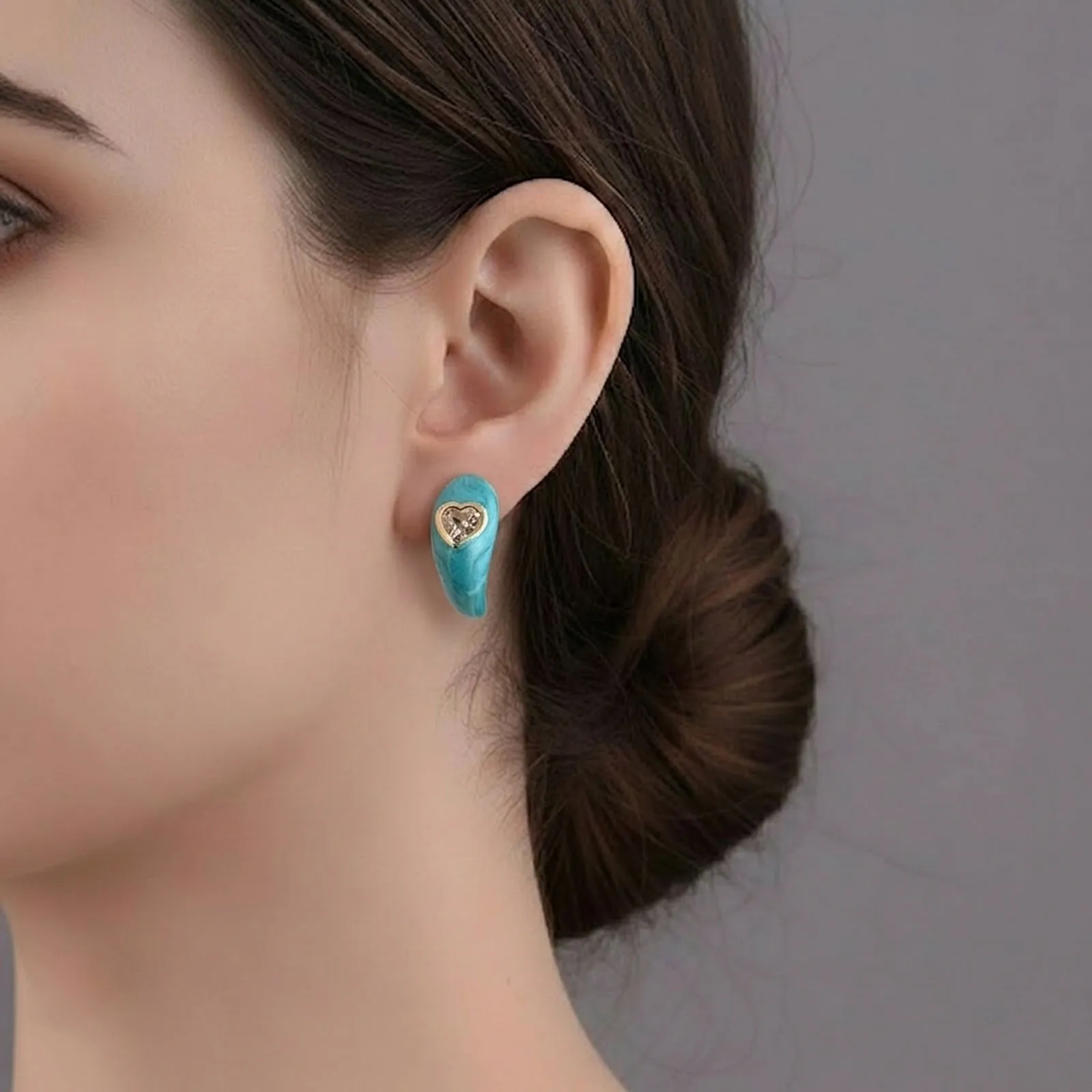 Blue Heart Stud Earrings