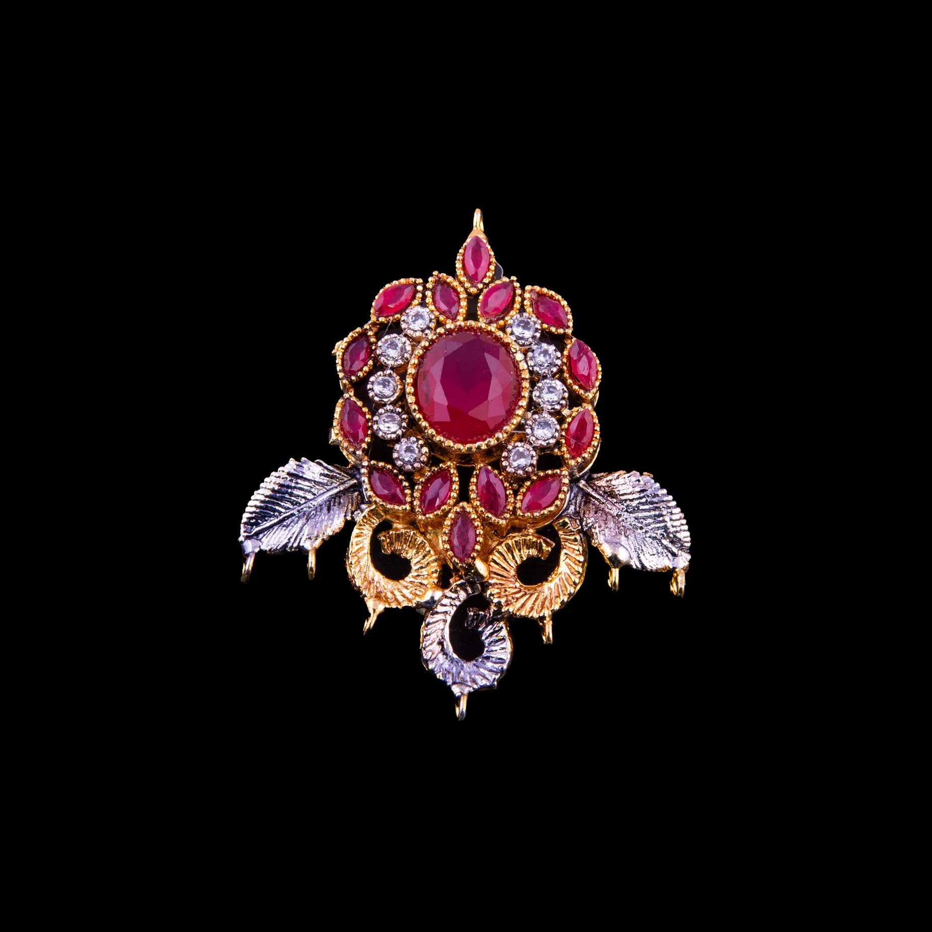 Golden Flora Ruby Bridal Jewellery Set
