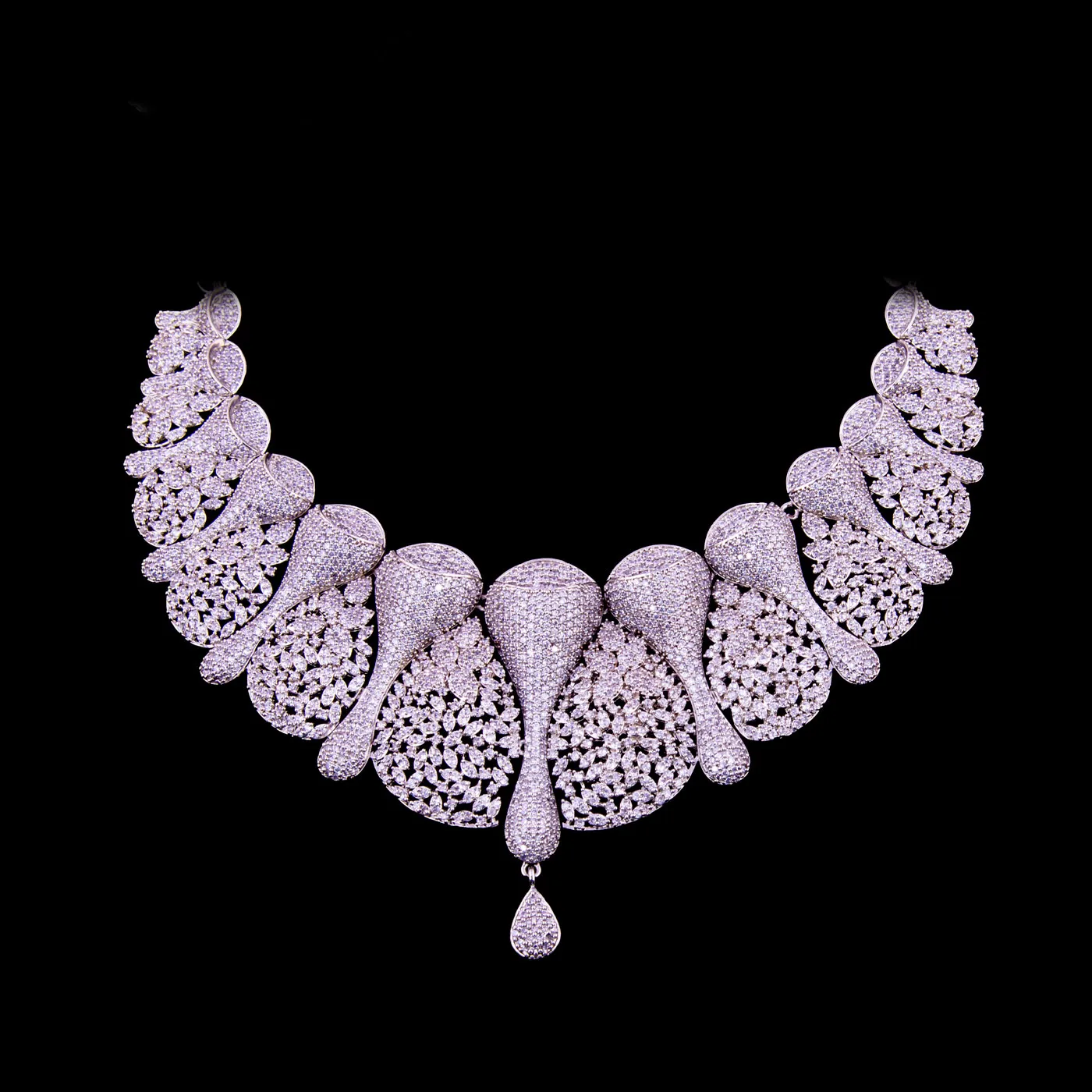 Silver Plated Zirconia Artificial Jewelry Set