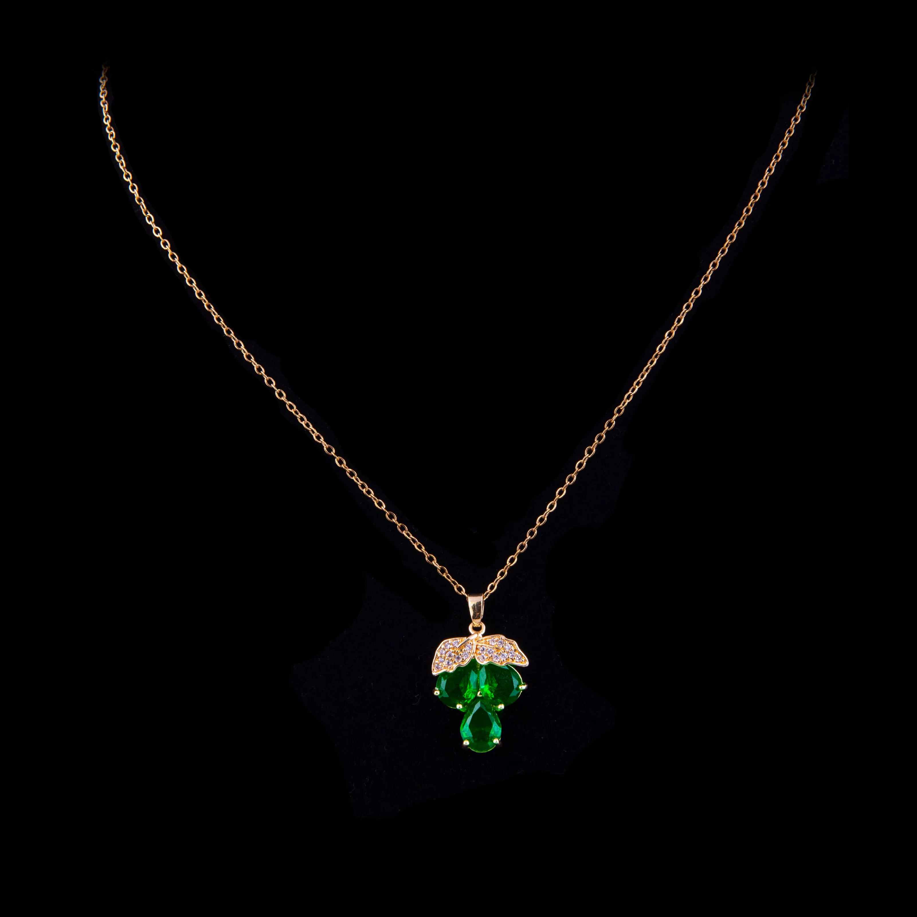 Green Stone Maple Snowflake Locket