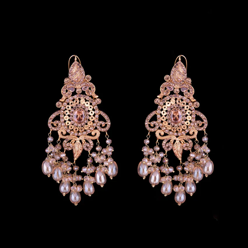 Golden Pearls Earrings and Bindi Set