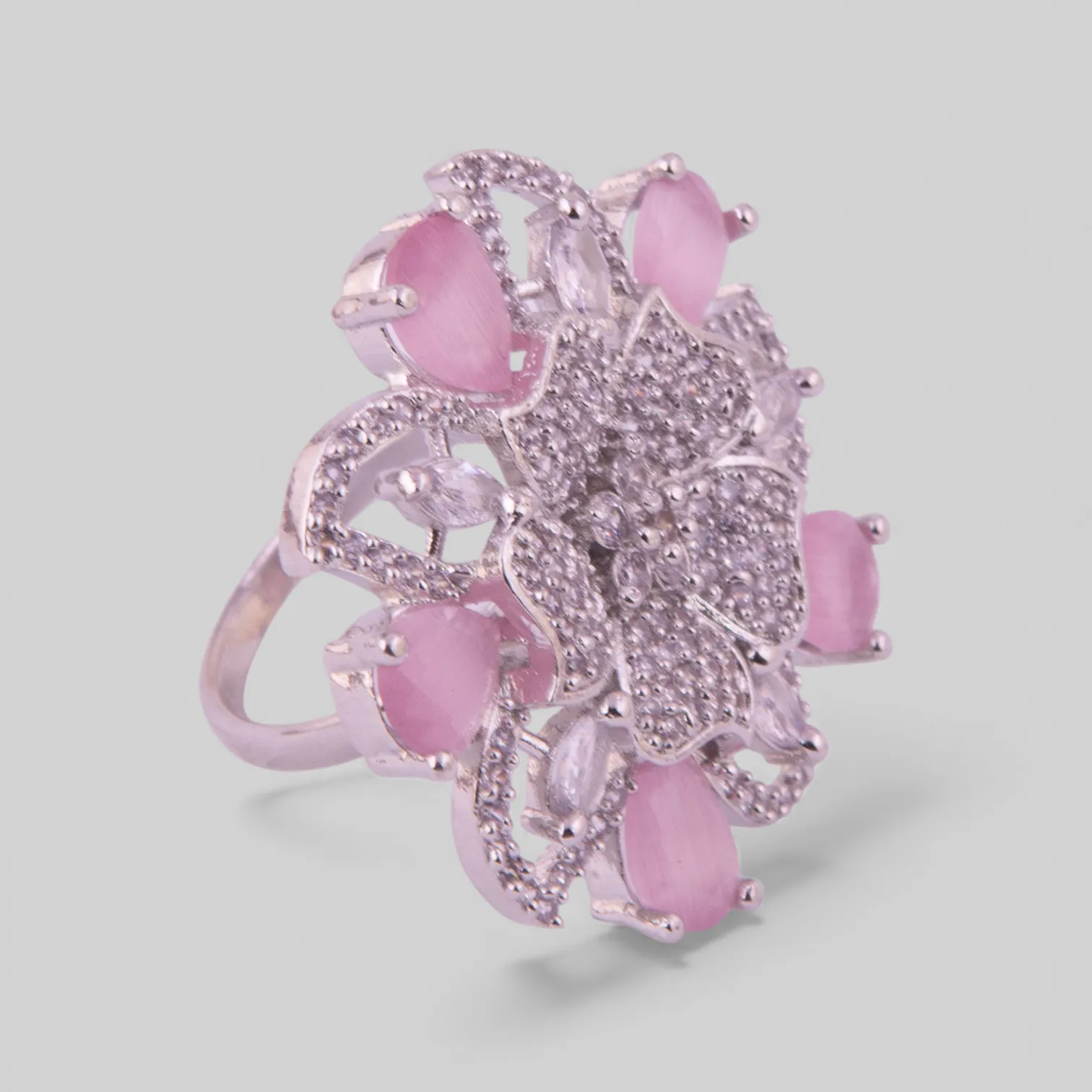 American Diamonds Pink Stones Ring