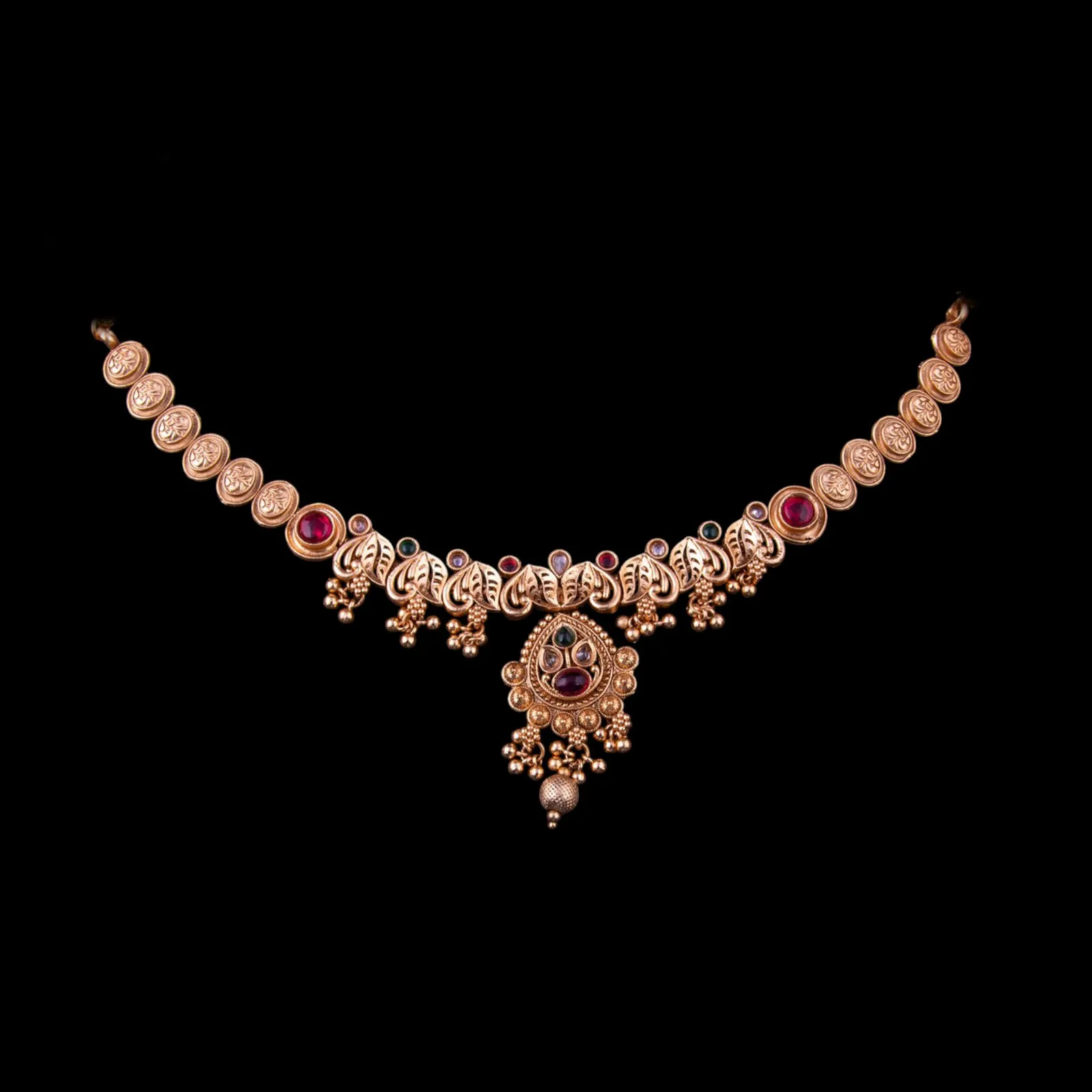 Gold Plated Leaf Motif Necklace Set