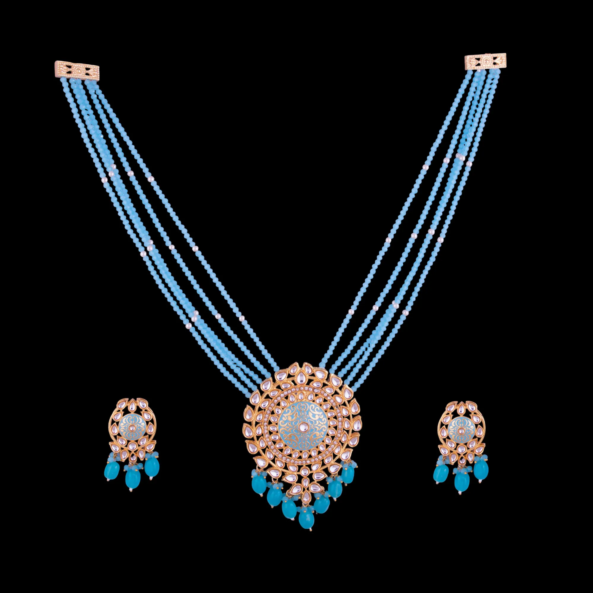 Kundan Meenakari Beaded Mala Set