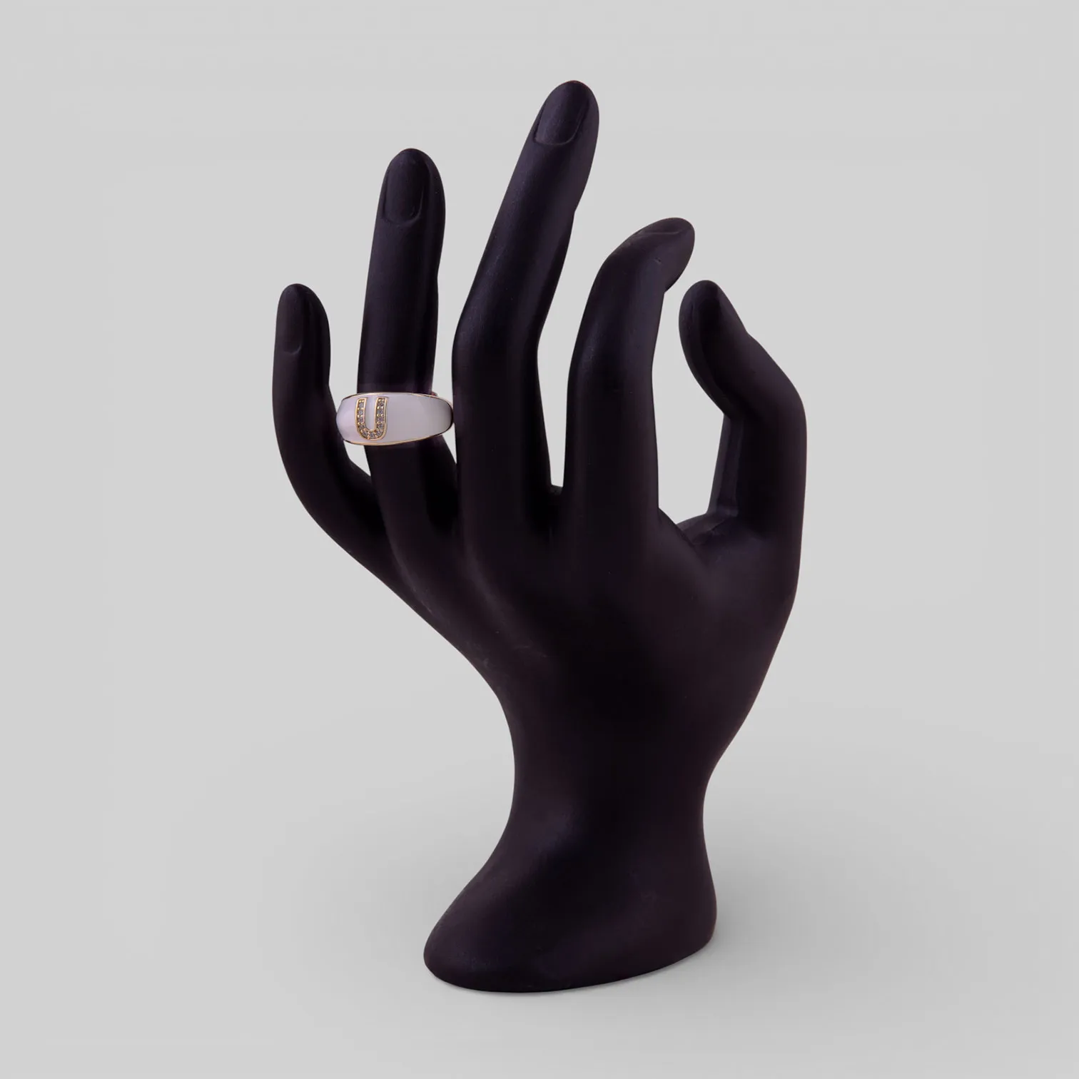 White Chunky Letter Open Rings For Women