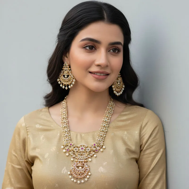 Antique Gold Indian Necklace Mala Set