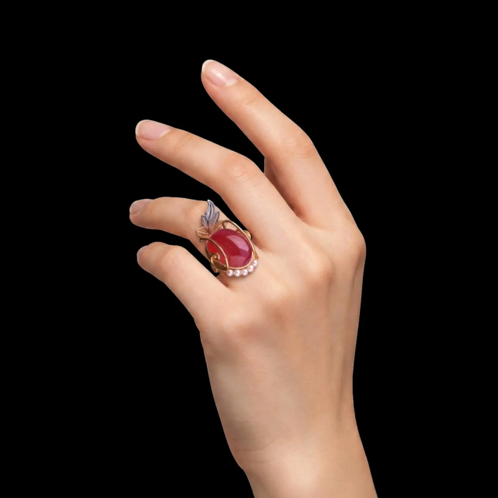 Vintage Style Red Agate Ring