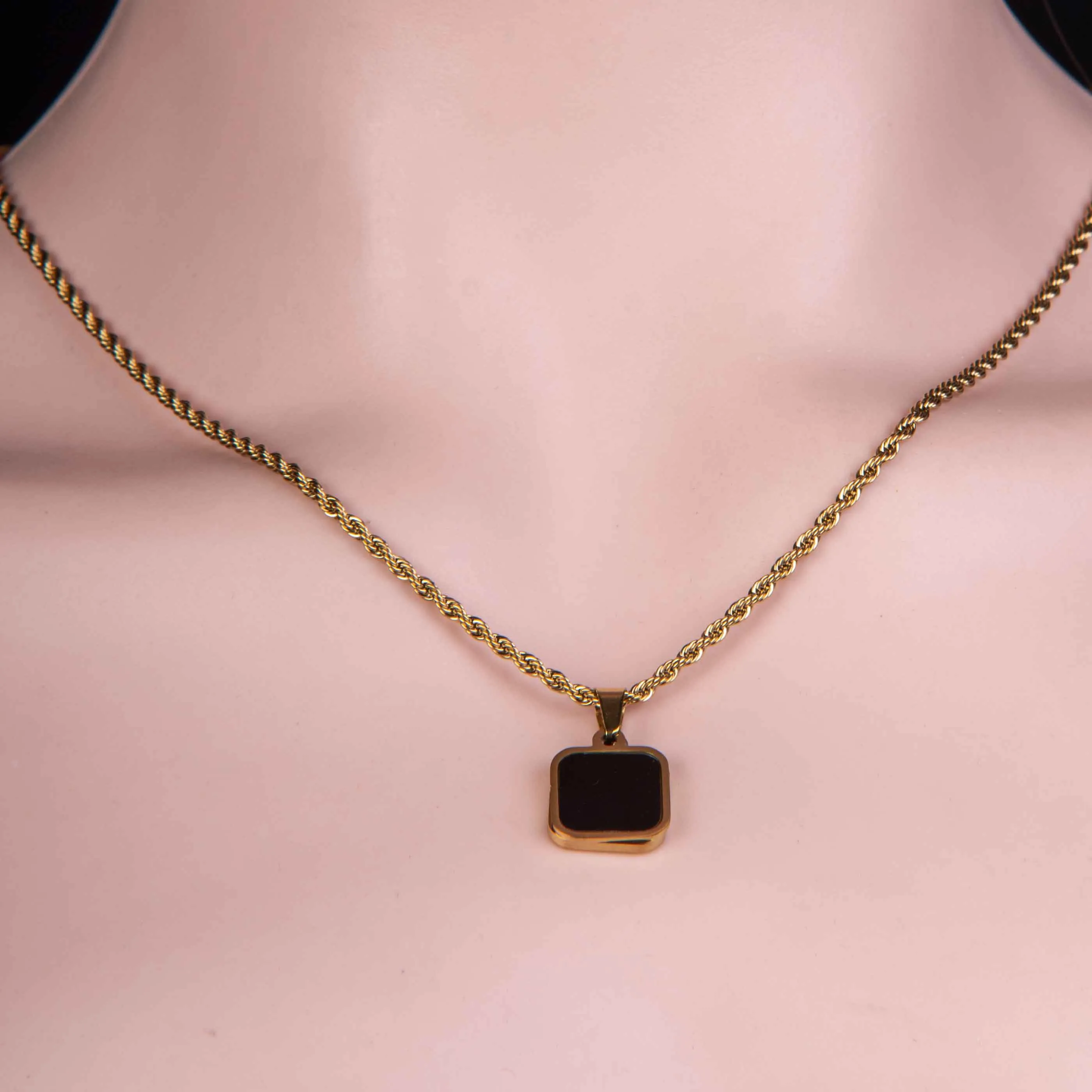 Black White Stone Pendant Locket