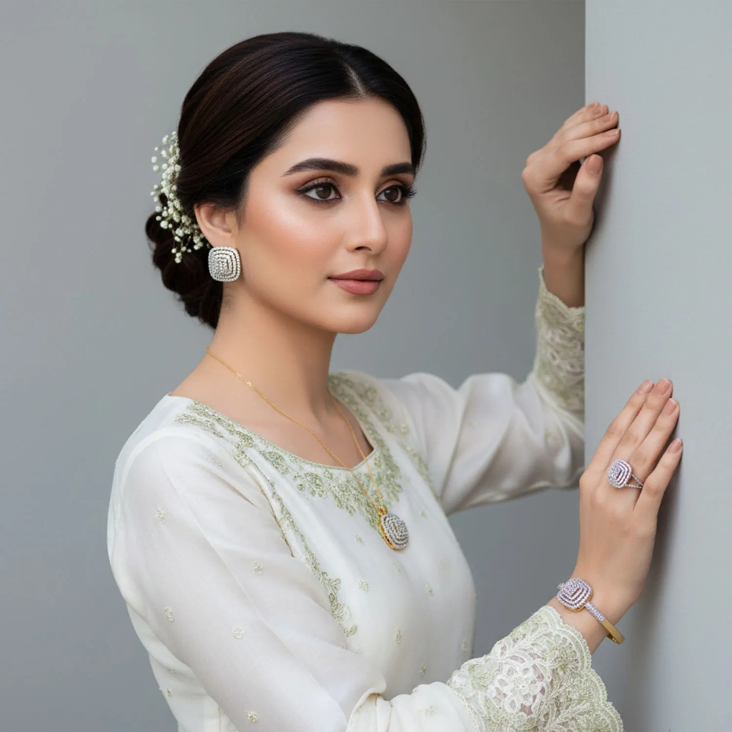 Geometric Cubic Zirconia Jewelry Set