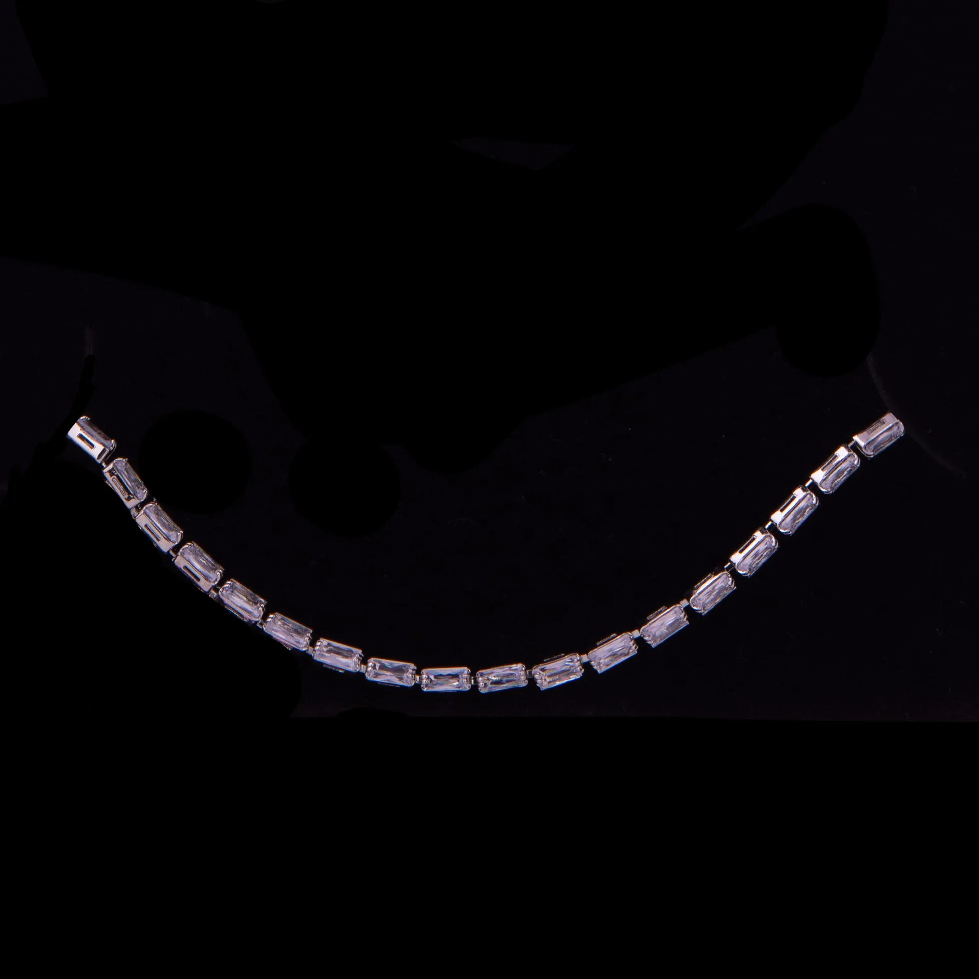 Silver Double Line Necklace Set