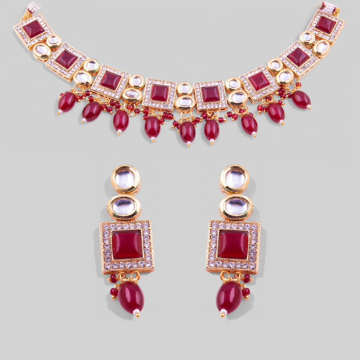 Ruby Accent Kundan Choker Necklace Set