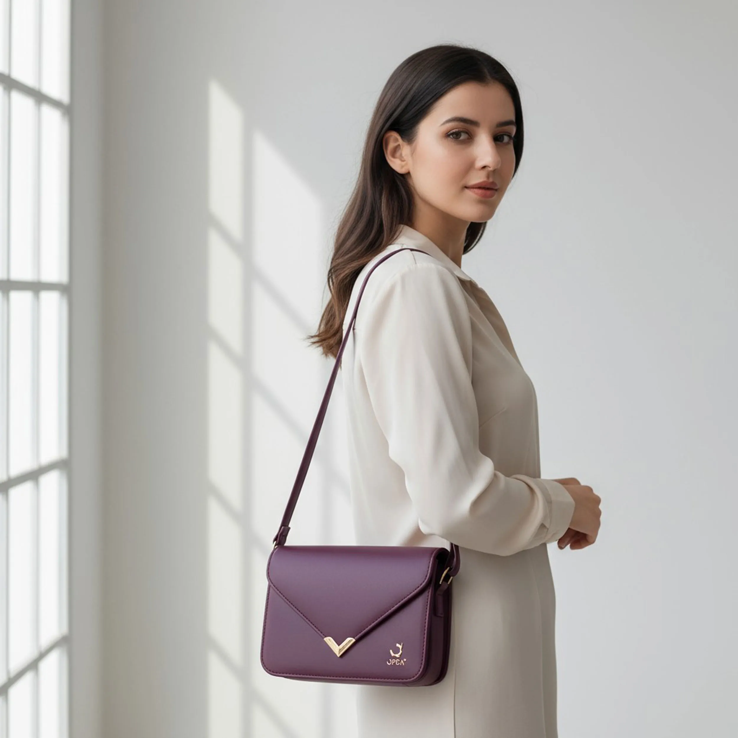 Maroon Color Opea Casual Crossbody Bag