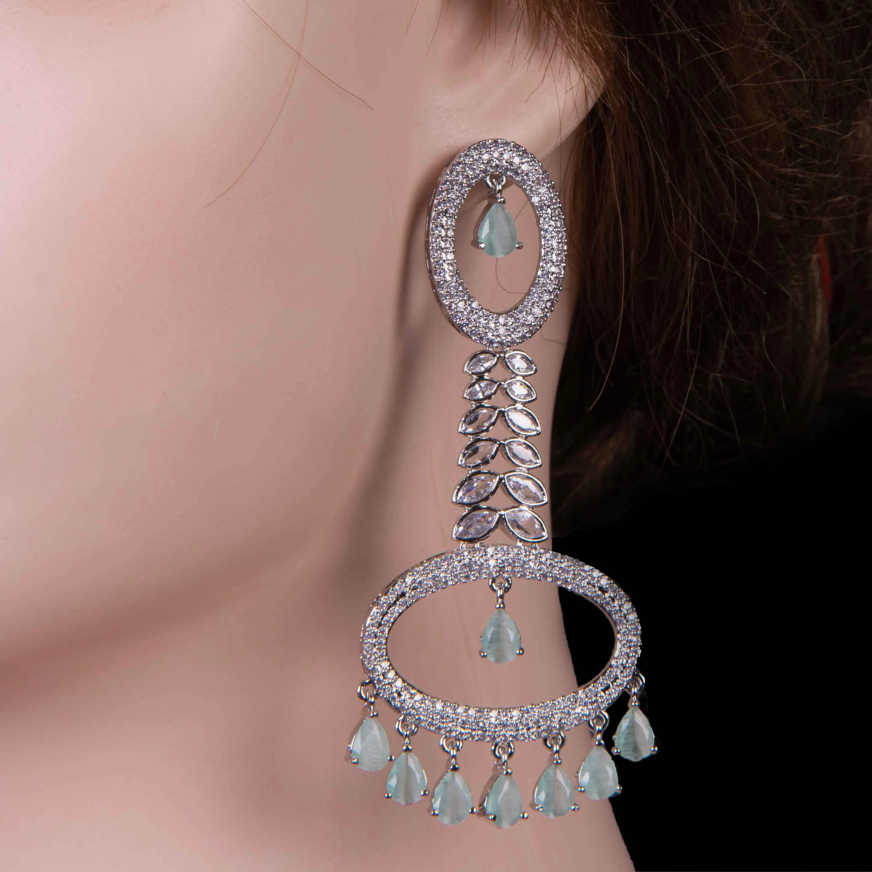 Party wear Artificial Silver Long jhumka Earrings