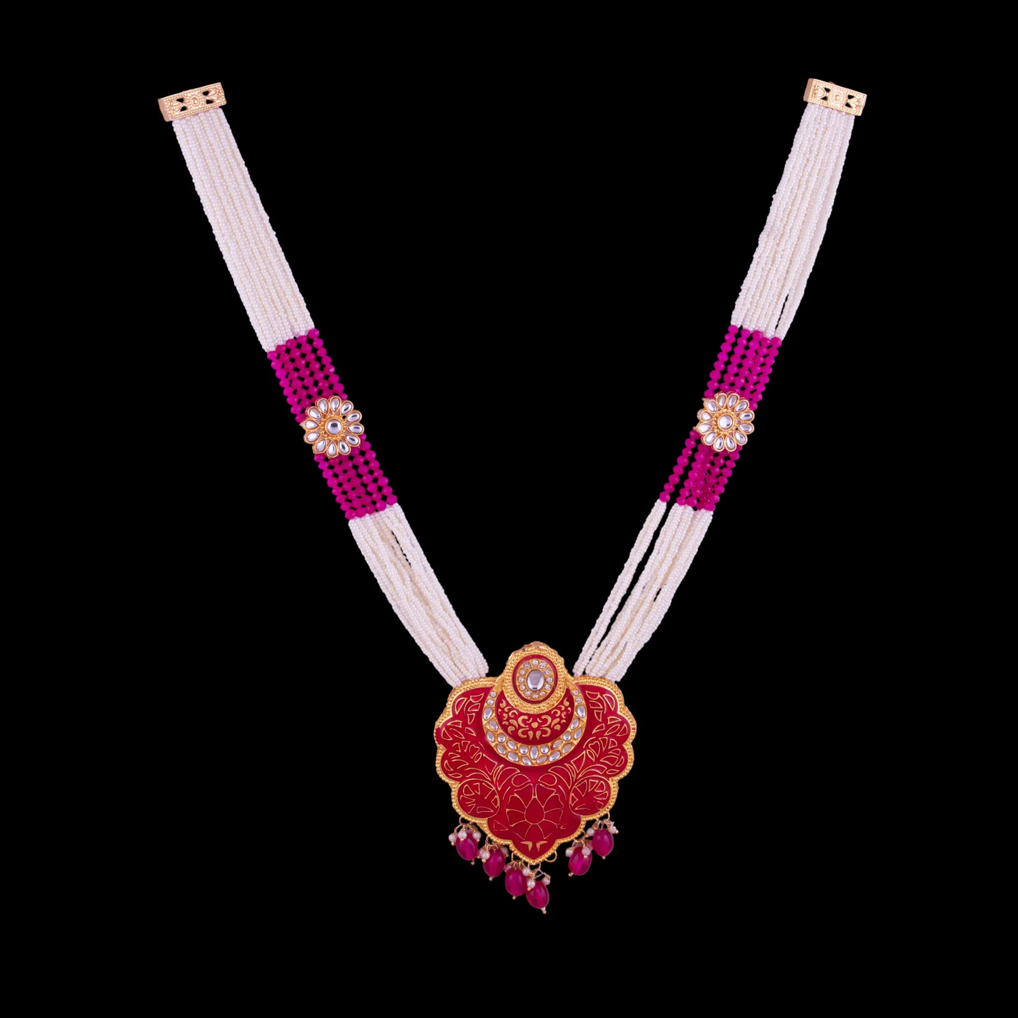 Traditional Indian Kundan Pearl Mala Set