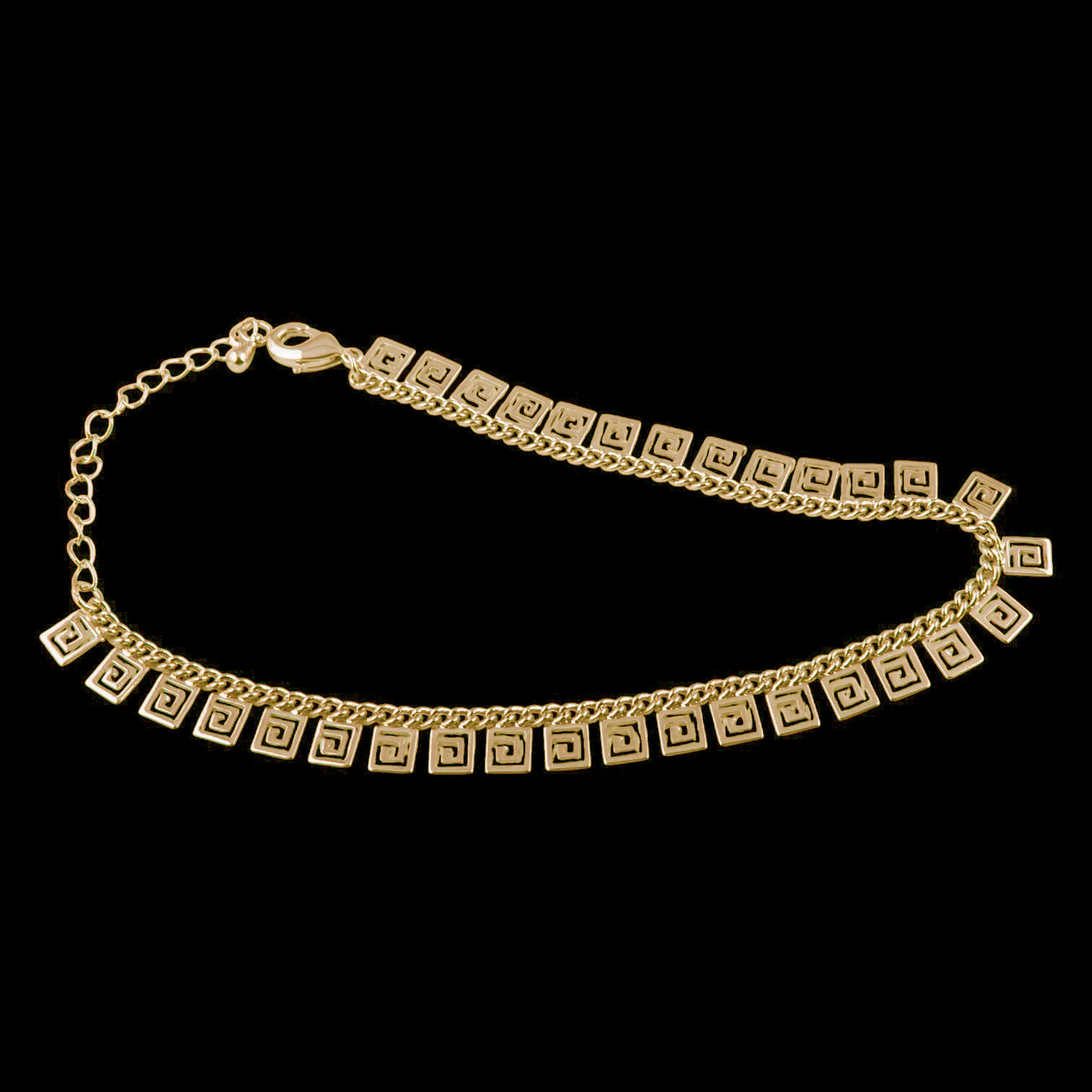 Gold Tone Greek Key Anklet