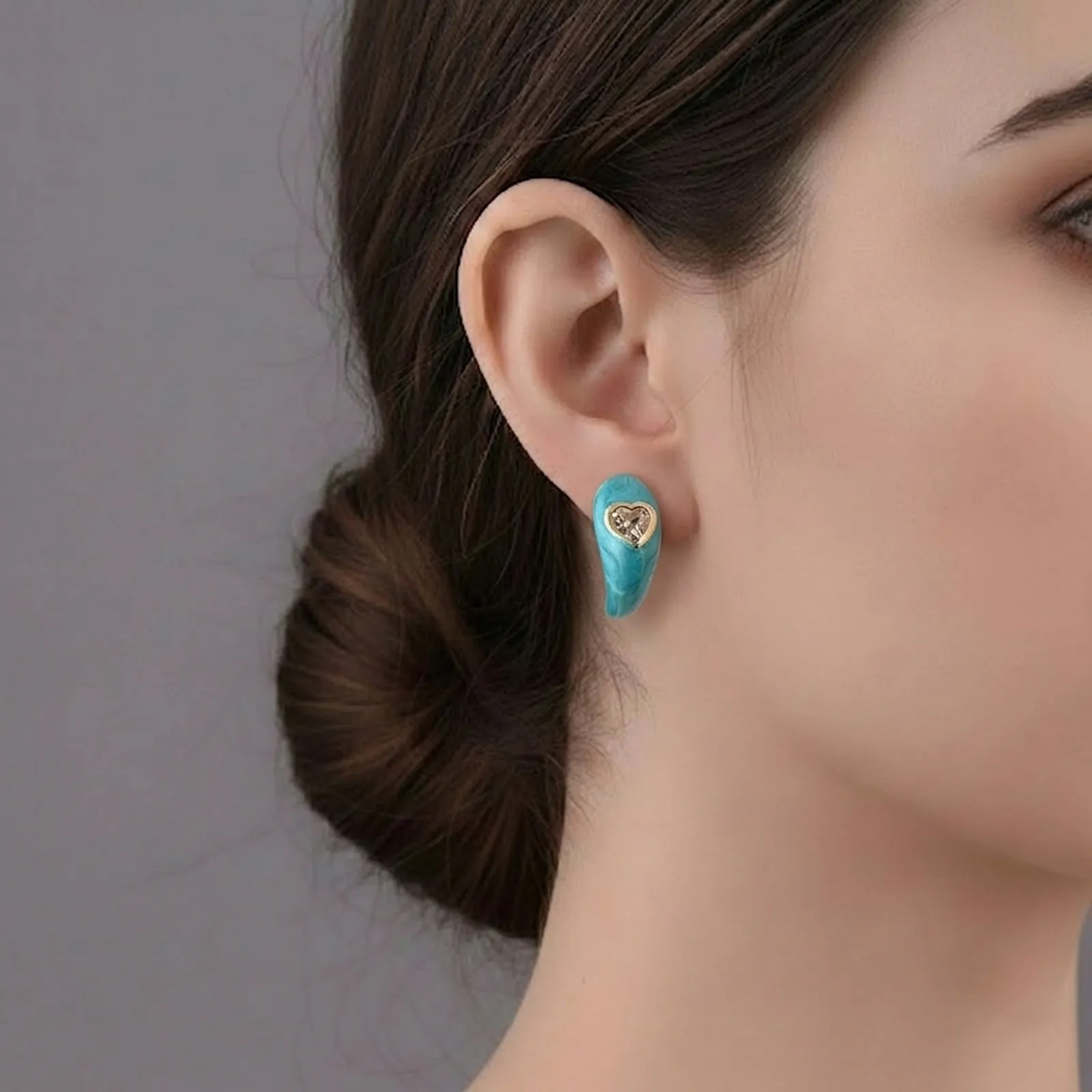 Blue Heart Stud Earrings