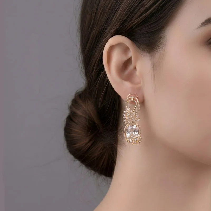 Gold Tone Rhinestone Earrings