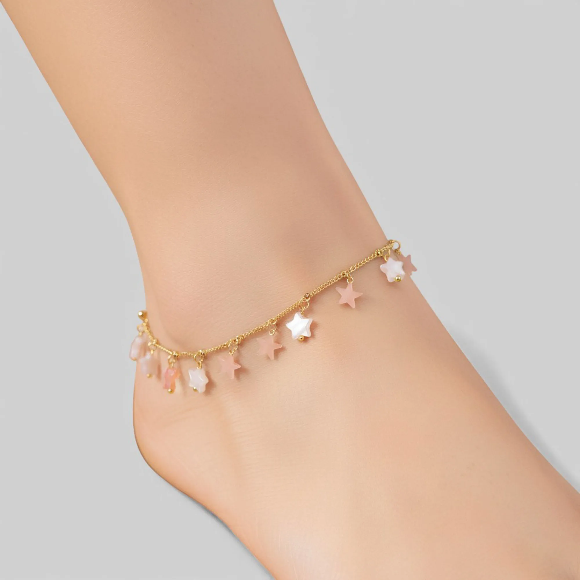 Star Charm Gold Tone Dangle Anklet