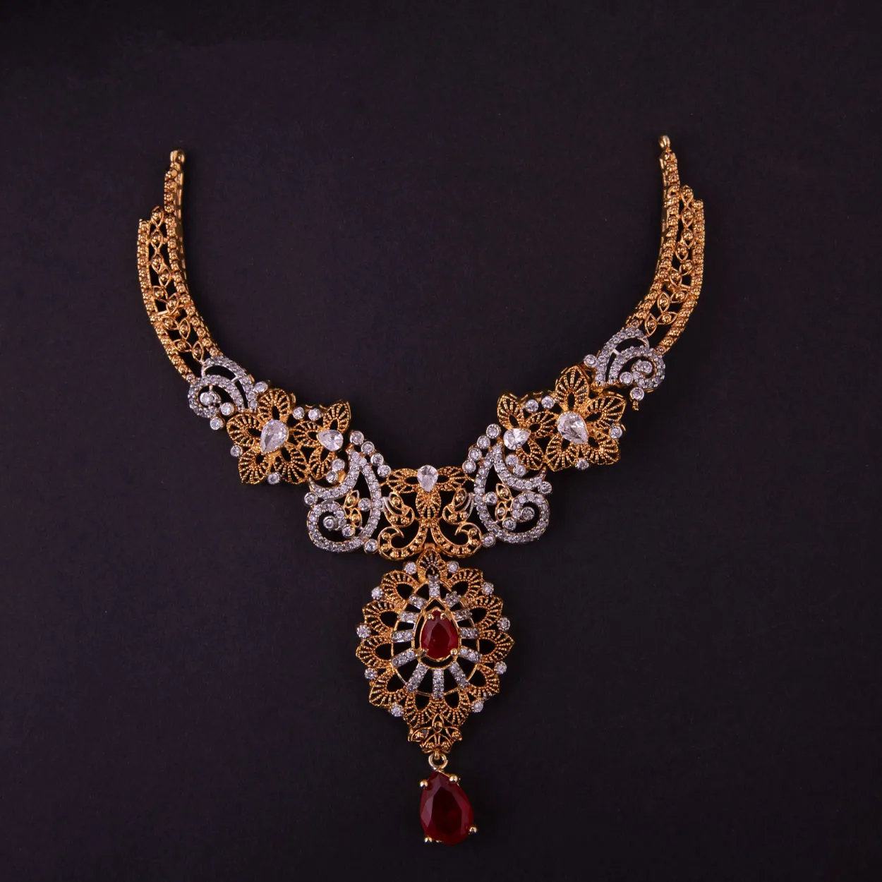 Antique Gold Filigree Bridal Necklace Set