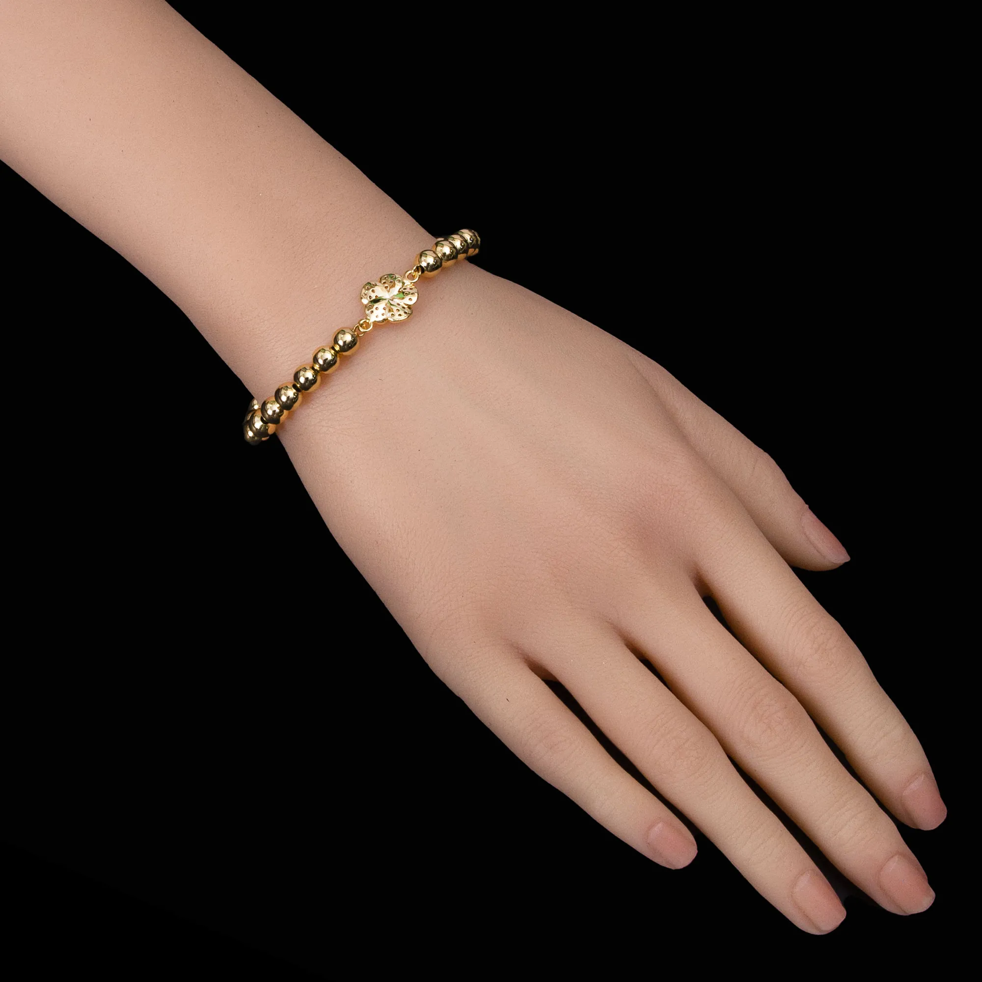 Golden Beaded Clover Bracelet