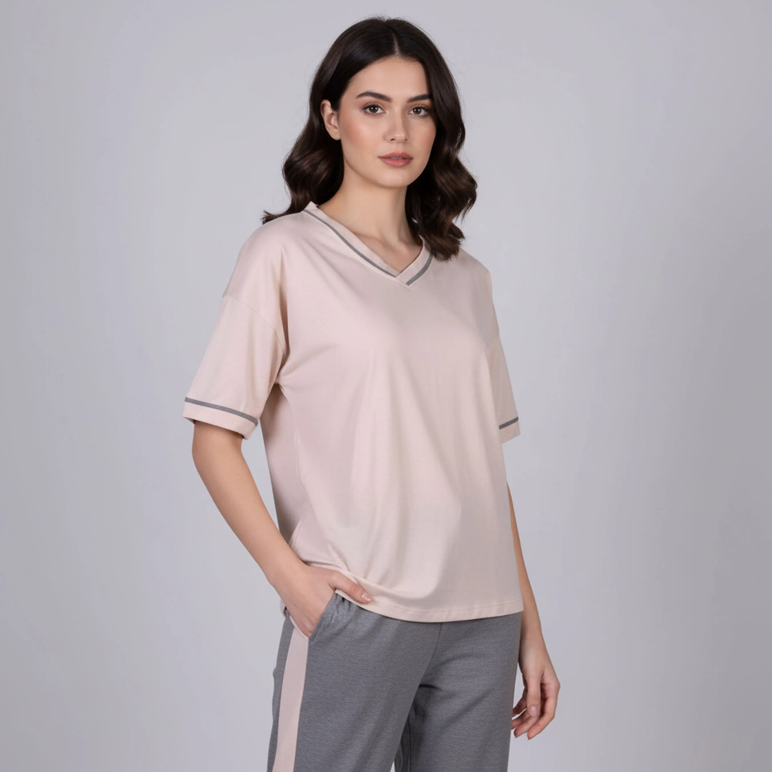 Sleeve Loose Casual Women Pajama Set