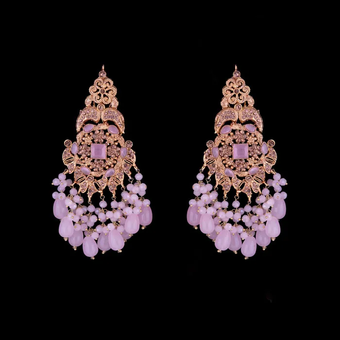 Pink Pearl Bindi & Earrings Set