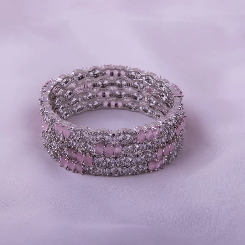 Pink Stone 4 PCS Bangles Set 1003