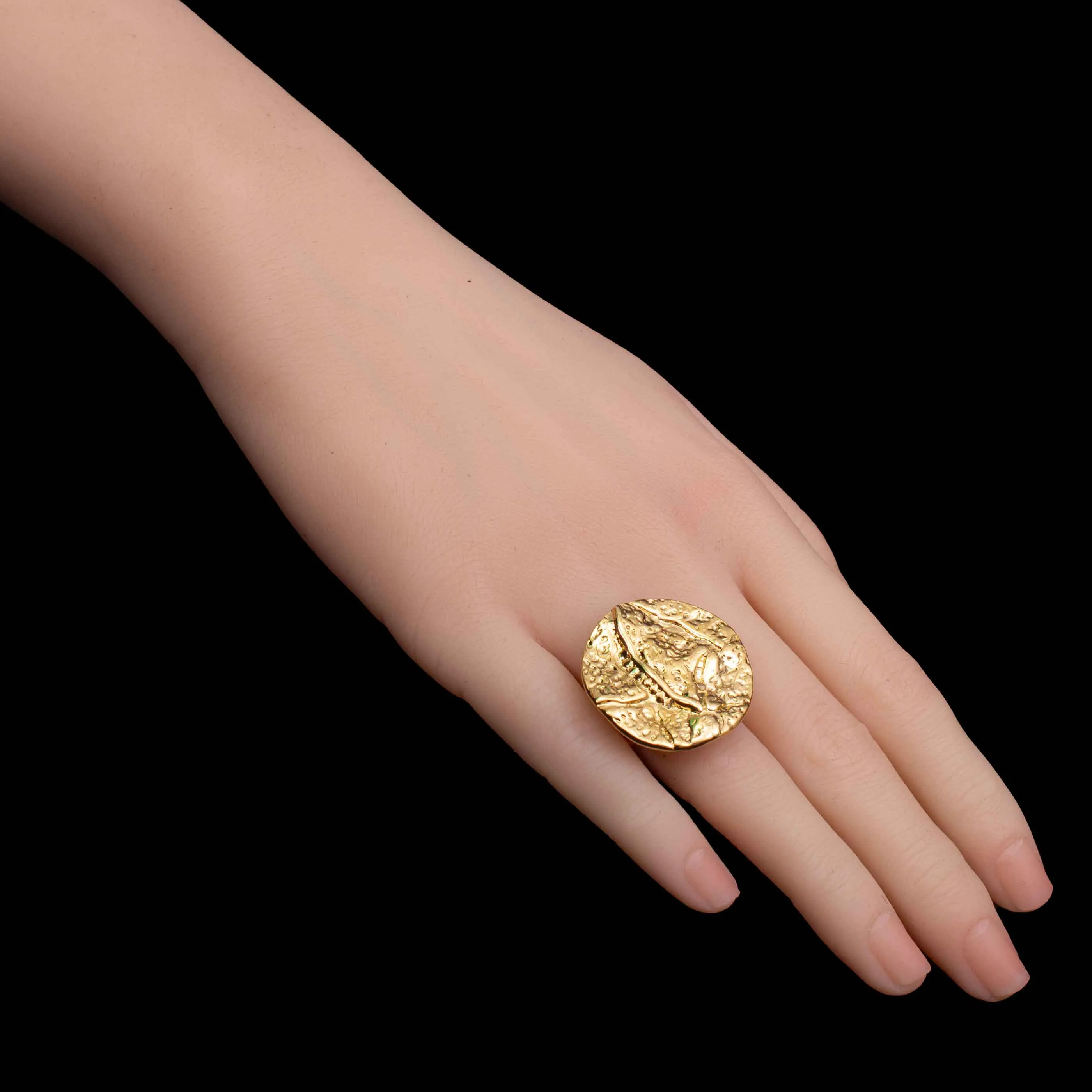 Gold Plated Round Shape Coin Rings For Girls