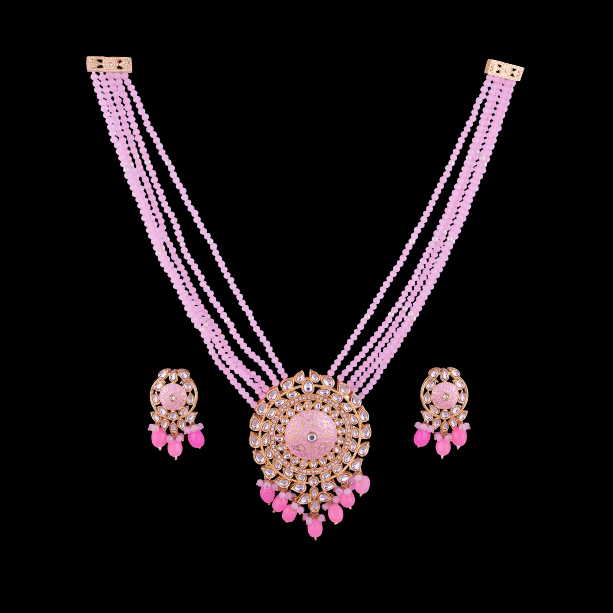 Kundan Meenakari Beaded Mala Set