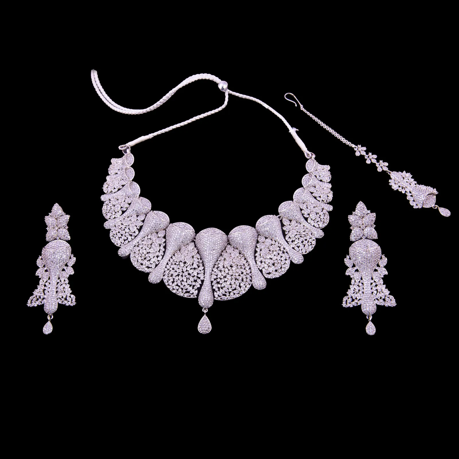 Silver Plated Zirconia Artificial Jewelry Set