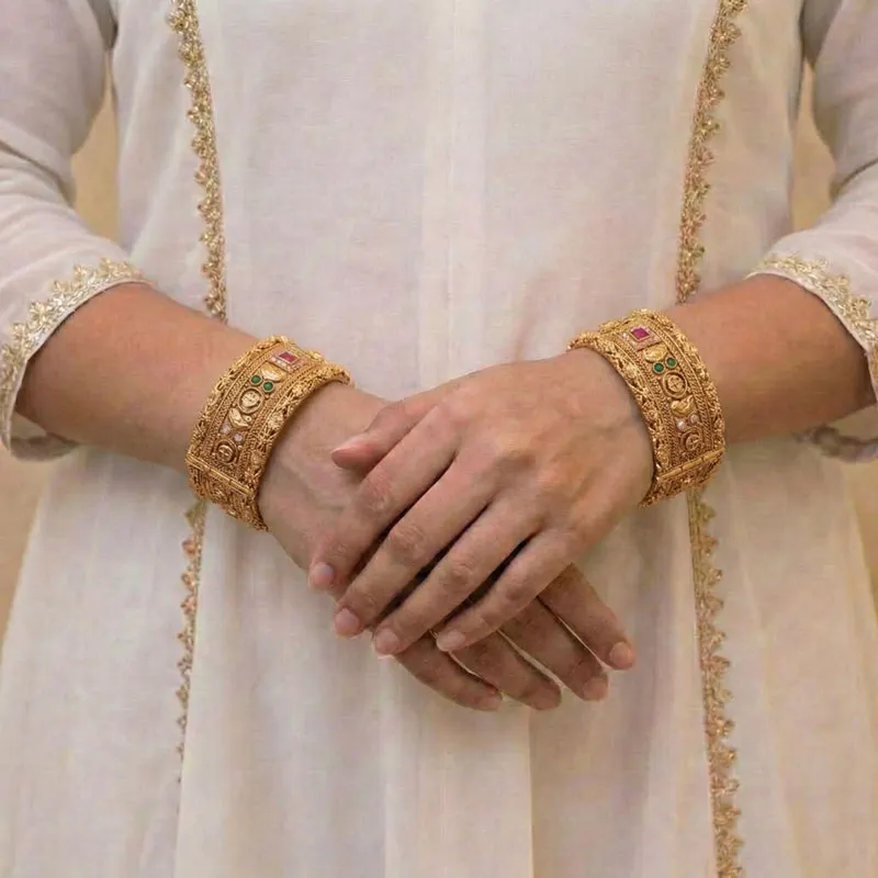 Gold Plated Openable Kada Bangles Pair