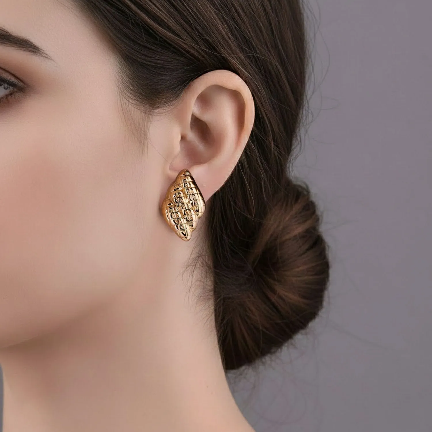 Quilted Gold Statement Earrings