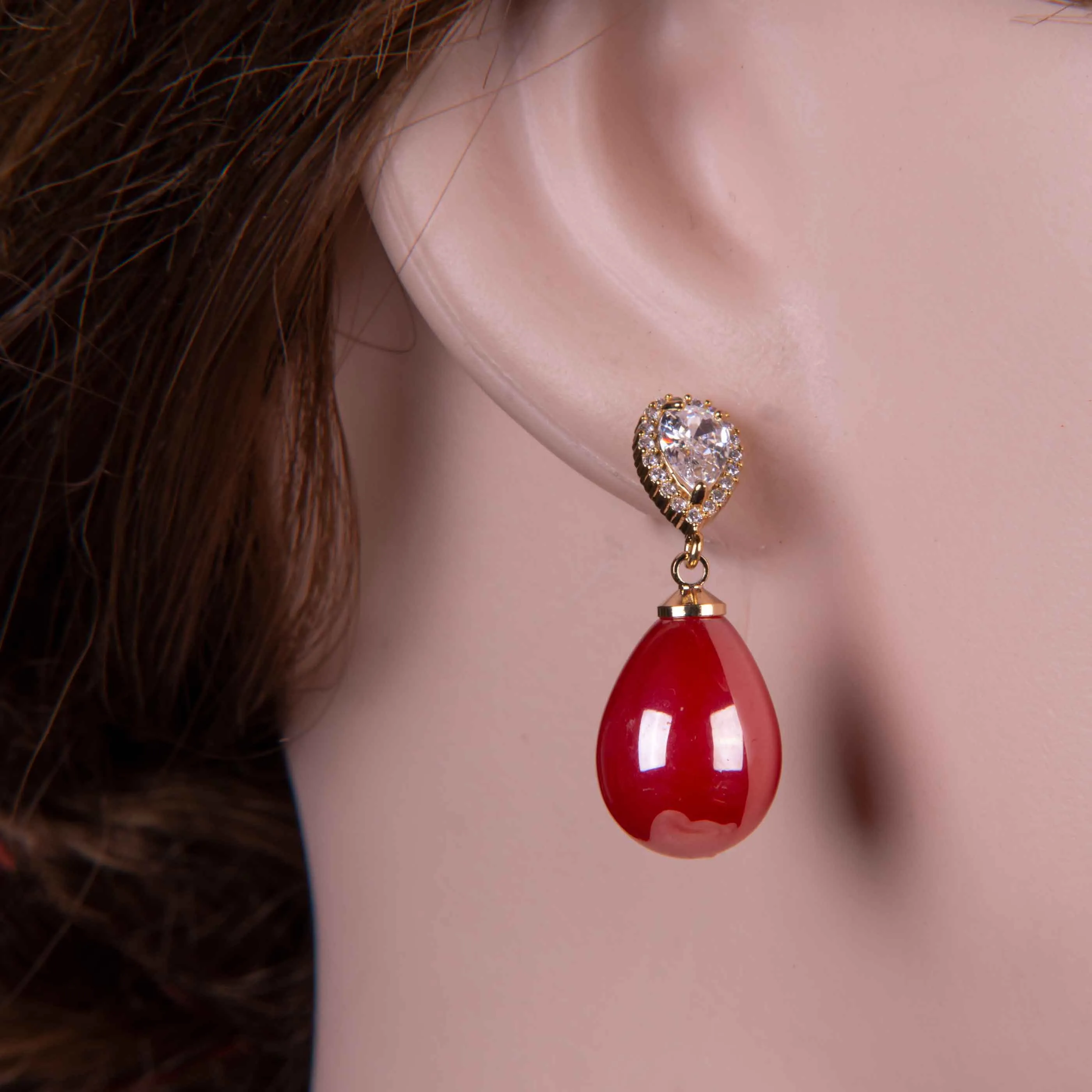 Zircon Crystals Dangle Tear Drop Earring Tops